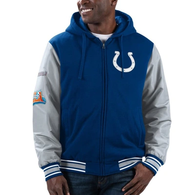 G-iii Sports By Carl Banks Men's  Royal, Gray Indianapolis Colts Player Option Full-zip Hoodie Jacket In Royal,gray