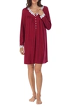 Eileen West Long Sleeve Short Nightgown In Berry