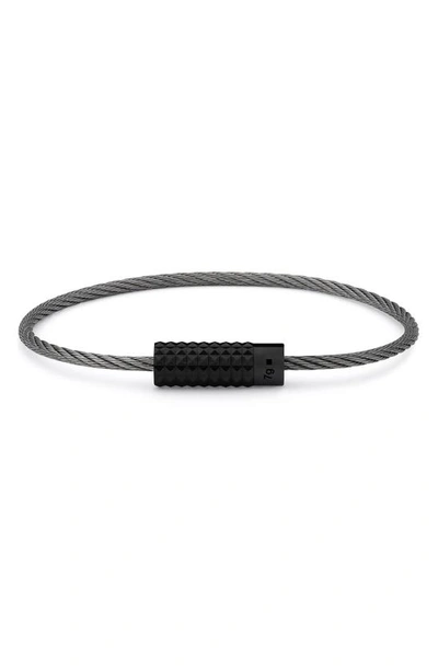 Le Gramme 7g Pyramid Cable Bracelet In Black Ceramic/ Black Silver