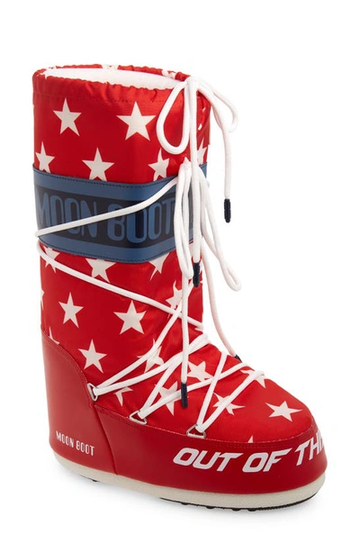 Moon Boot Icon Retrobiker Water Repellent  In Red