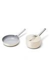 Caraway Nonstick Ceramic Mini Fry Pan & Mini Sauce Pan Set In Open White