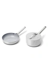 Caraway Nonstick Ceramic Mini Fry Pan & Mini Sauce Pan Set In Silver