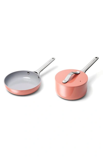 Caraway Nonstick Ceramic Mini Fry Pan & Mini Sauce Pan Set In Pink