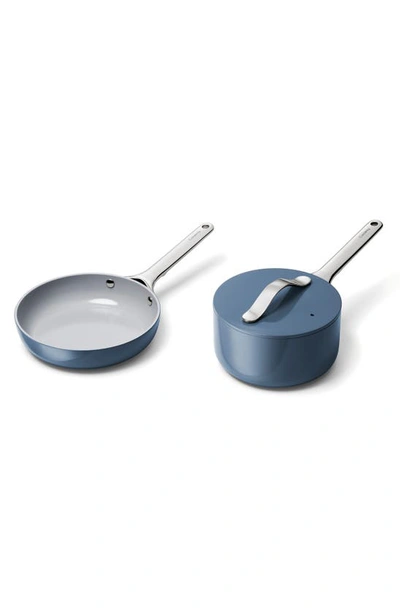 Caraway Nonstick Ceramic Mini Fry Pan & Mini Sauce Pan Set In Navy