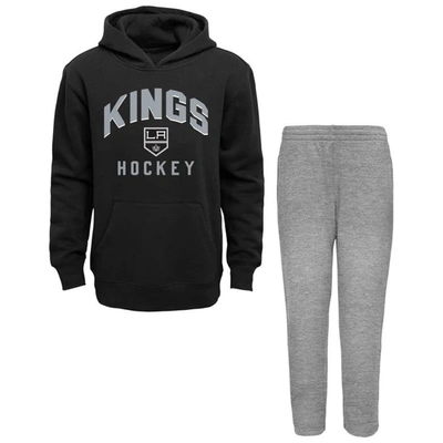 Outerstuff Kids' Toddler Black/heather Gray Los Angeles Kings Play By Play Pullover Hoodie & Pants Set