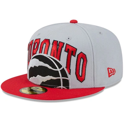 New Era Grey/red Toronto Raptors Tip-off Two-tone 59fifty Fitted Hat