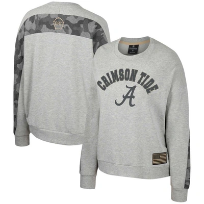 Colosseum Heather Gray Alabama Crimson Tide Oht Military Appreciation Flag Rank Dolman Pullover Swea