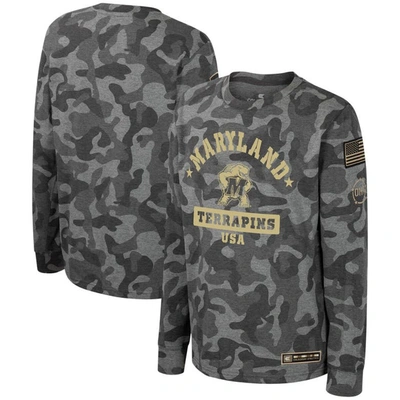 Colosseum Kids' Youth  Camo Maryland Terrapins Oht Military Appreciation Dark Star Long Sleeve T-shirt