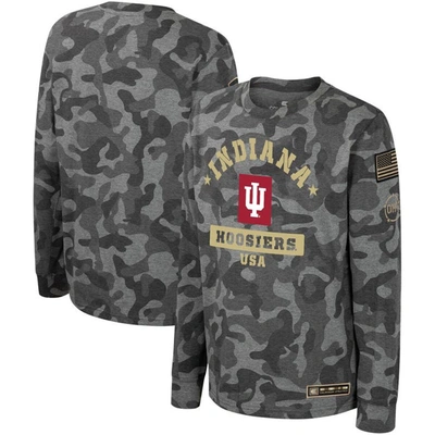 Colosseum Kids' Youth  Camo Indiana Hoosiers Oht Military Appreciation Dark Star Long Sleeve T-shirt