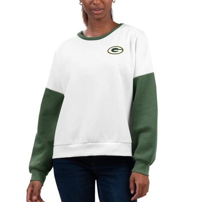 G-iii 4her By Carl Banks White Green Bay Packers A-game Pullover Sweatshirt