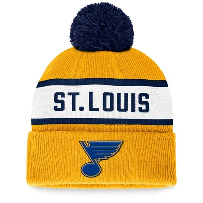 Fanatics Branded Gold St. Louis Blues Fundamental Wordmark Cuffed Knit Hat With Pom