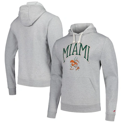 League Collegiate Wear Heather Gray Miami Hurricanes Tall Arch Essential Pullover Hoodie