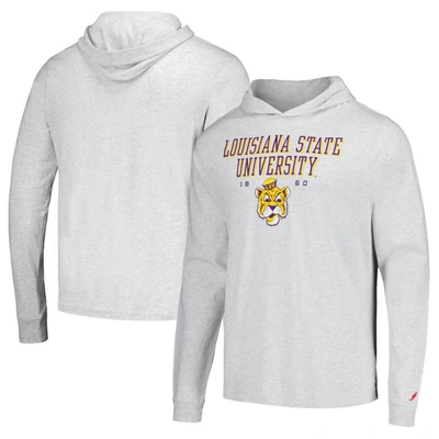 League Collegiate Wear Ash Lsu Tigers Team Stack Tumble Long Sleeve Hooded T-shirt