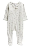 Nordstrom Babies' Print Cotton Footie In Grey Light Heather Foxes
