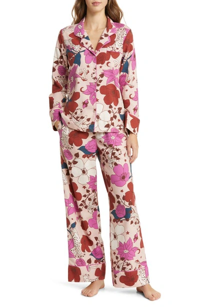 Nordstrom Cozy Chic Print Flannel Pajamas In Pink Smoke Woodland Floral