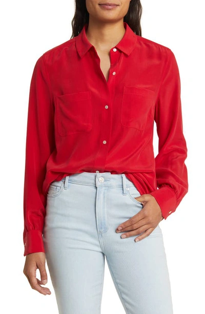Tommy Bahama Yara Cove Long Sleeve Silk Button-up Shirt In Tango Red