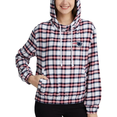Concepts Sport Women's  Navy, Red New England Patriots Sienna Flannel Long Sleeve Hoodie Top In Navy,red