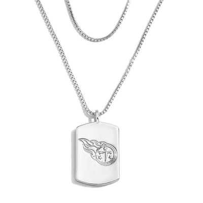 Wear By Erin Andrews X Baublebar Tennessee Titans Silver Dog Tag Necklace In Silver-tone