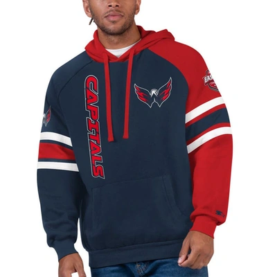 Starter Men's  Red, Navy Washington Capitals Gauntlet Raglan Pullover Hoodie In Red,navy