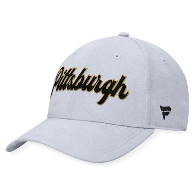 Fanatics Branded Gray Pittsburgh Penguins Heritage Vintage Suede Adjustable Hat