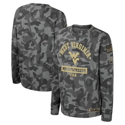 Colosseum Kids' Youth  Camo West Virginia Mountaineers Oht Military Appreciation Dark Star Long Sleeve T-sh