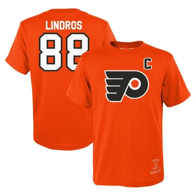 Mitchell & Ness Kids' Big Boys  Eric Lindros Orange Philadelphia Flyers Name And Number T-shirt