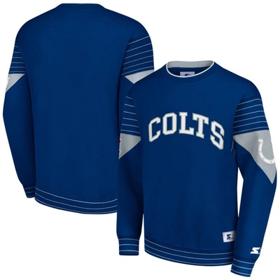 Starter Royal Indianapolis Colts Face-off Pullover Sweatshirt