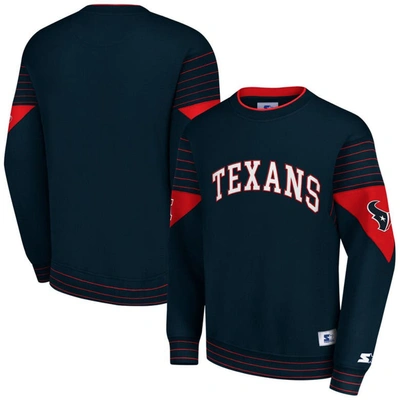 Starter Navy Houston Texans Face-off Pullover Sweatshirt