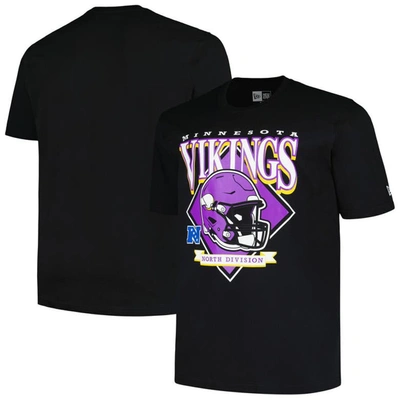 New Era Men's  Black Minnesota Vikings Big And Tall Helmet T-shirt