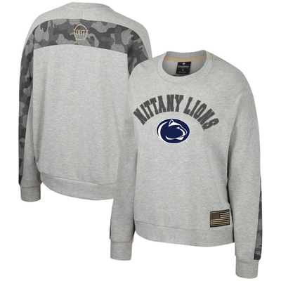 Colosseum Heather Gray Penn State Nittany Lions Oht Military Appreciation Flag Rank Dolman Pullover