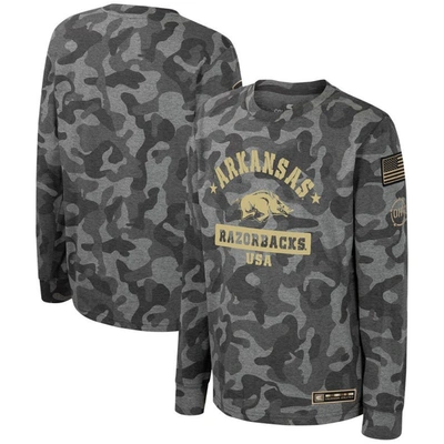 Colosseum Kids' Youth  Camo Arkansas Razorbacks Oht Military Appreciation Dark Star Long Sleeve T-shirt