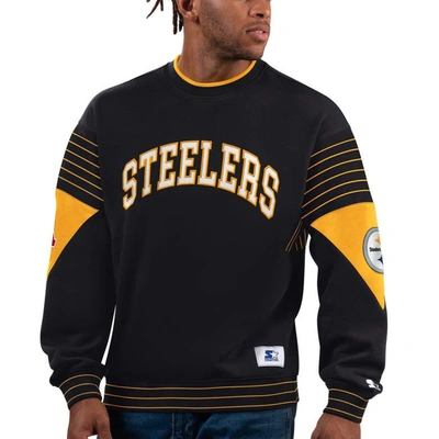 Starter Black Pittsburgh Steelers Face-off Pullover Sweatshirt