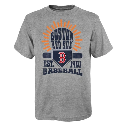 Outerstuff Kids' Youth Gray Boston Red Sox Sun Burst T-shirt