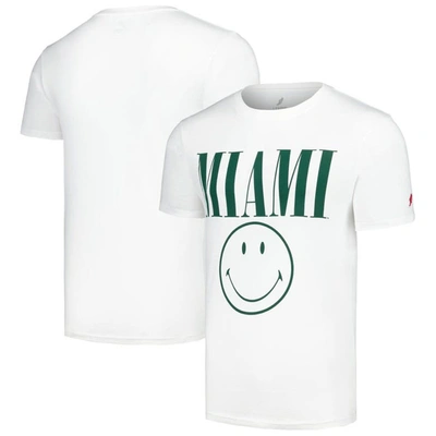 League Collegiate Wear White Miami Hurricanes Smiley All American T-shirt