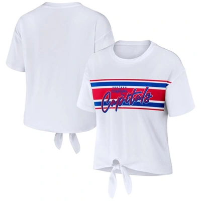 Wear By Erin Andrews White Washington Capitals Front Knot T-shirt