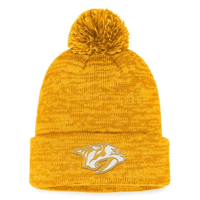 Fanatics Branded Gold Nashville Predators Fundamental Cuffed Knit Hat With Pom
