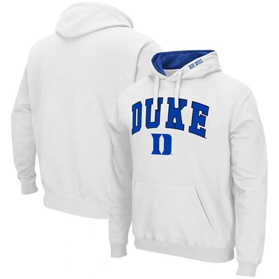 Colosseum Men's  White Duke Blue Devils Arch & Logo 3.0 Pullover Hoodie