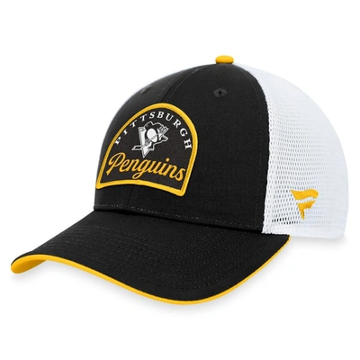 Fanatics Branded Black/white Pittsburgh Penguins Fundamental Adjustable Hat In Black,white