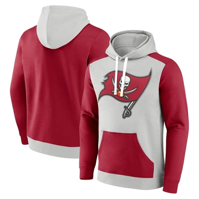 Fanatics Men's  Silver, Red Tampa Bay Buccaneers Big And Tall Team Fleece Pullover Hoodie In Silver,red