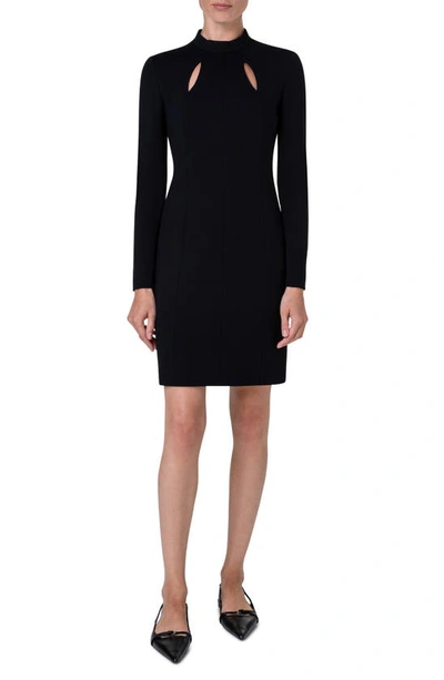 Akris Punto Cutout Detail Long Sleeve Knit Dress In Black