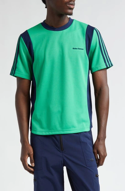 Y-3 X Wales Bonner 3-stripes Recycled Polyester T-shirt In Vivid Green