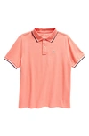 Vineyard Vines Kids' Tipped Cotton Piqué Polo In Passion Fruit