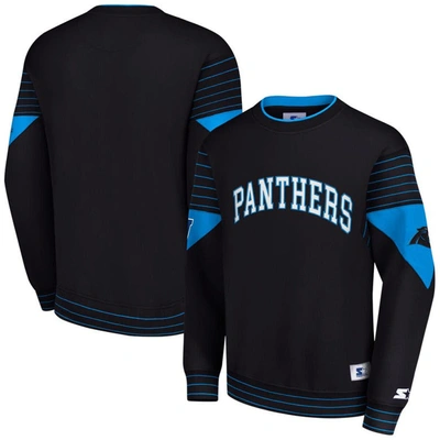 Starter Black Carolina Panthers Face-off Pullover Sweatshirt