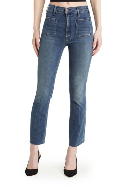 Mother The Hustler Patch Pocket High Waist Ankle Flare Jeans In Healing Jar