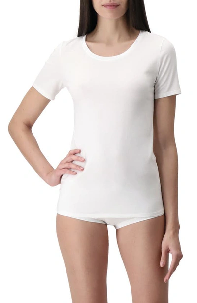Oroblu Perfect Line Satin Trim Cotton & Modal Blend T-shirt In White