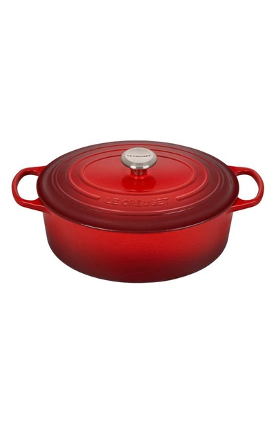 Le Creuset Signature 6.75-quart Oval Enamel Cast Iron French/dutch Oven With Lid In Cerise