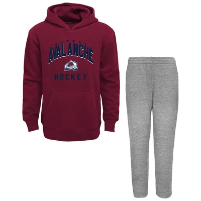 Outerstuff Kids' Toddler Garnet/heather Gray Colorado Avalanche Play By Play Pullover Hoodie & Pants Set