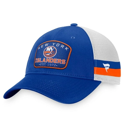 Fanatics Branded Royal/white New York Islanders Fundamental Striped Trucker Adjustable Hat In Royal,white
