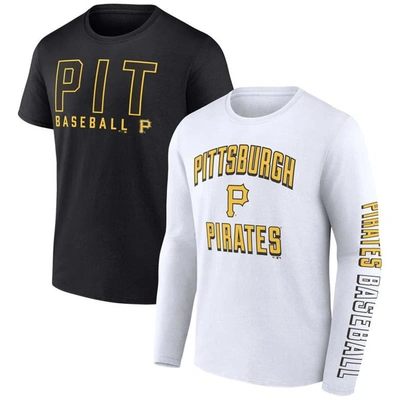 Fanatics Branded Black/white Pittsburgh Pirates Two-pack Combo T-shirt Set In Black,white