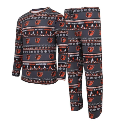 Concepts Sport Men's  Black Baltimore Orioles Knit Ugly Sweater Long Sleeve Top And Pants Set